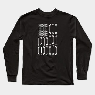 Mechanic in american flag Long Sleeve T-Shirt